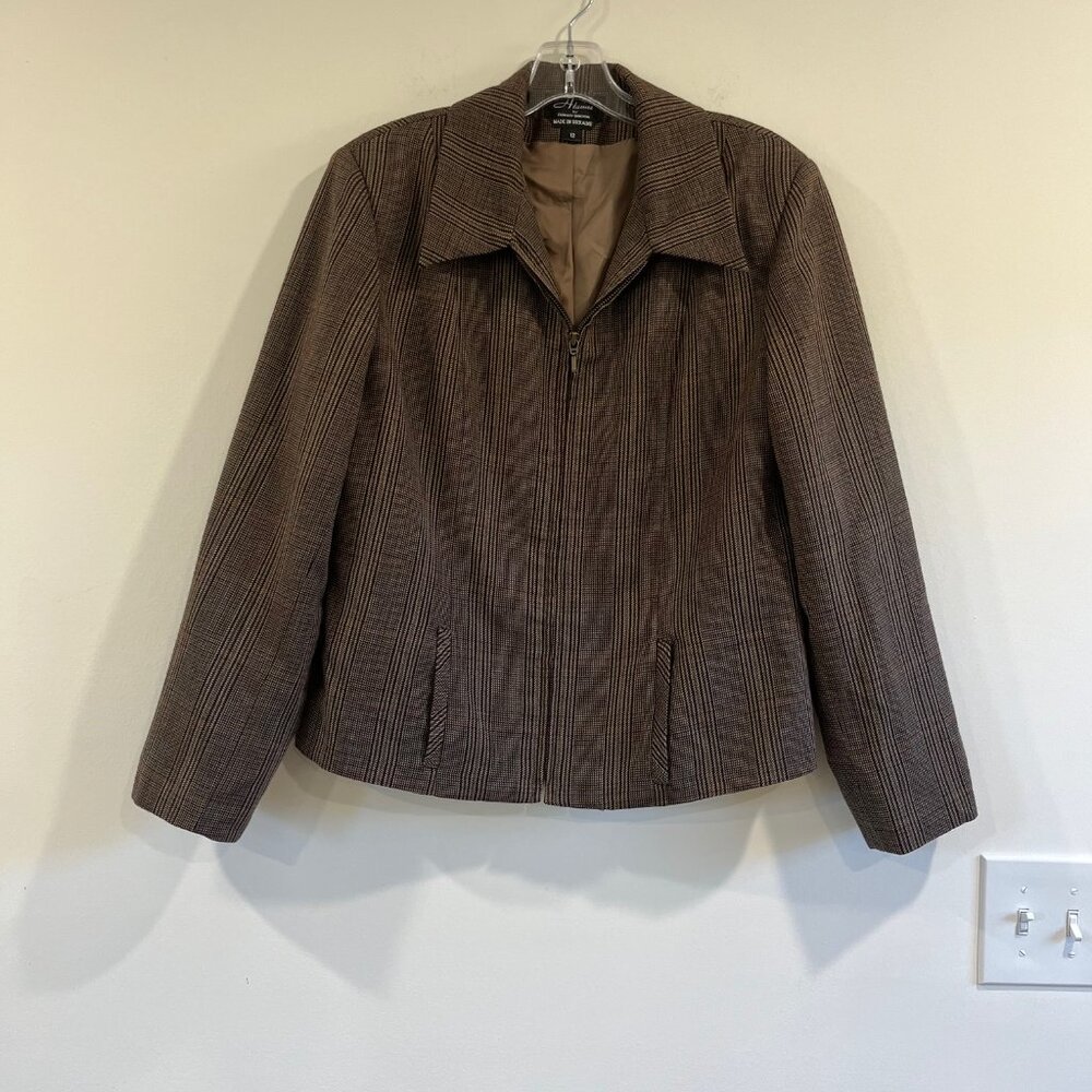 VTG Alanni by Donny Brook Women's hundstood blazer/jacket zipper/pockets Size 12